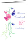 65th Birthday with Pink and Blue Sweet Peas card