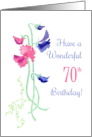 70th Birthday with Pink and Blue Sweet Peas card