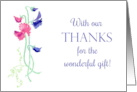 Thanks for Gift with Sweet Peas Blank Inside card