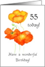 55th Birthday Orange Icelandic Poppies Blank Inside card