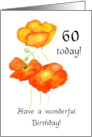 60th Birthday Orange Icelandic Poppies Blank Inside card
