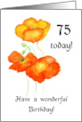 75th Birthday Orange Icelandic Poppies Blank Inside card