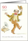 50th Birthday with Man Dancing to Vintage Gramophone card