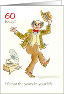 60th Birthday with Man Dancing to Vintage Gramophone card
