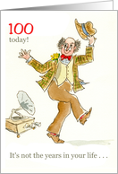 100th Birthday with Man Dancing to Vintage Gramophone card