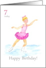 7th Birthday Greetings with Young Girl Ice Skating card