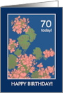 70th Birthday Greetings with Salmon Pink Geraniums card