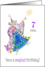7th Birthday with Wizard Casting Spells card