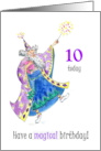 10th Birthday with Wizard Casting Spells card