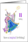 11th Birthday with Wizard Casting Spells card