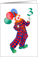Child’s 3rd Birthday with Fun Clown and Balloons card