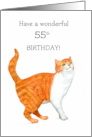 55th Birthday Ginger and White Cat Blank Inside card