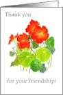 Thank You for Friendship with Bright Red Nasturtiums card