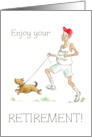 Fun Retirement with Elderly Man Jogging with Dog Blank Inside card