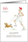 66th Birthday Greetings for a Retired Man Jogging with Dog card