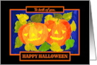 To Both of You Halloween Greeting with Two Cheery Pumpkins card