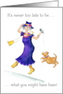 65th Birthday Greetings with a Woman Dancing with her Dog card