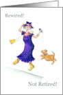 Retirement Greetings with Fun Dancing Woman and Dog card