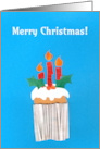 Christmas Cupcake with Candles and Holly Blank Inside card