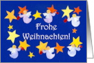 Christmas Angels Polishing Stars with German Greeting Blank Inside card