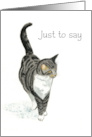 Just to Say with Grey and White Tabby Cat Blank Inside card