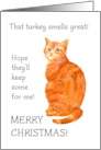 Christmas Greetings with Fun Ginger Cat Blank Inside card