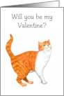 Valentine’s with Ginger and White Cat Blank Inside card