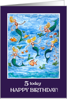 5th Birthday with Mermaids and Fishes card