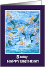 5th Birthday with Mermaids and Fishes card