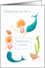 Birthday Party Invitation with Mermaids Blank Inside card