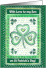 For Son on St Patrick’s Day Greetings with Shamrocks card