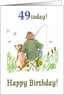 49th Birthday with Man River Fishing with Dog card