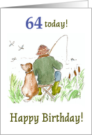 64th Birthday with Man River Fishing with Dog card