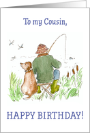 Cousin’s Birthday Greeting with Man Fishing with Dog card