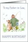 Father in Law’s Birthday Greeting with Man Fishing with Dog card