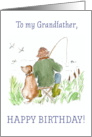 Grandfather’s Birthday Greeting with Man Fishing with Dog card