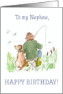 Nephew’s Birthday Greeting with Man Fishing with Dog card