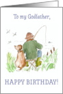 For Godfather’s Birthday with Man Fishing with Dog card