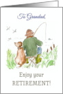 Retirement Wishes for Grandad with Man Fishing with Dog card