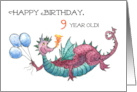 9th Birthday with Fun Dragon with Balloons card