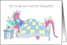 For Goddaughter Get Well with Fun Purple Dragon Feeling Poorly card