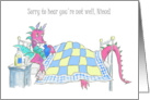 For Niece Get Well with Fun Purple Dragon Feeling Poorly card