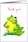 Say Thank You with Cute Green Frog Blank Inside card