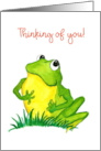 Thinking of You with Cute Green Frog Blank Inside card