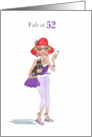 52nd Birthday for Lady in Red Sun Hat with Cocktail and Pooch card
