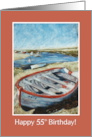 55th Birthday Rowing Boat on Sandbank Soft Pastel Painting card