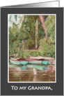 For Grandpa Retirement Wishes Moored Rowing Boats on Lake card