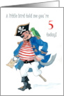 5th Birthday with Comic Pirate and Parrot card