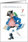 7th Birthday with Comic Pirate and Parrot card