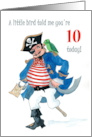10th Birthday with Comic Pirate and Parrot card